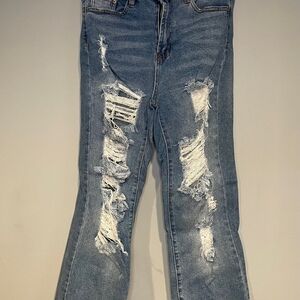 Almost Famous Womens Jeans SIze 5 Mid Rise Distressed Juniors Stretch